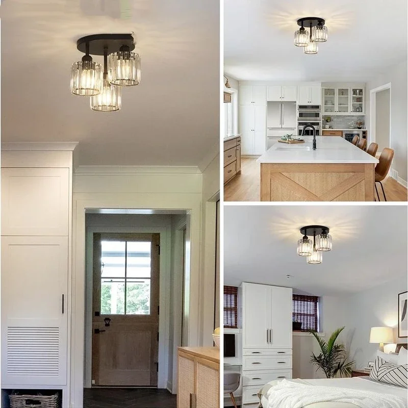 Crystal Ceiling Lamp Modern Lamp Black Kitchen With Transparent Lampshade Corridor Dining Room Entrance Bedroom Lamp
