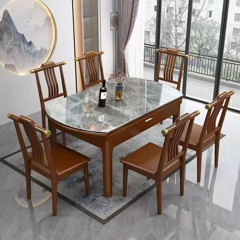 Waterproof Wooden Dining Table Modern Non Slip Extendable Restaurant Tables Rectangular Design Mesa Comedor Modern Furniture