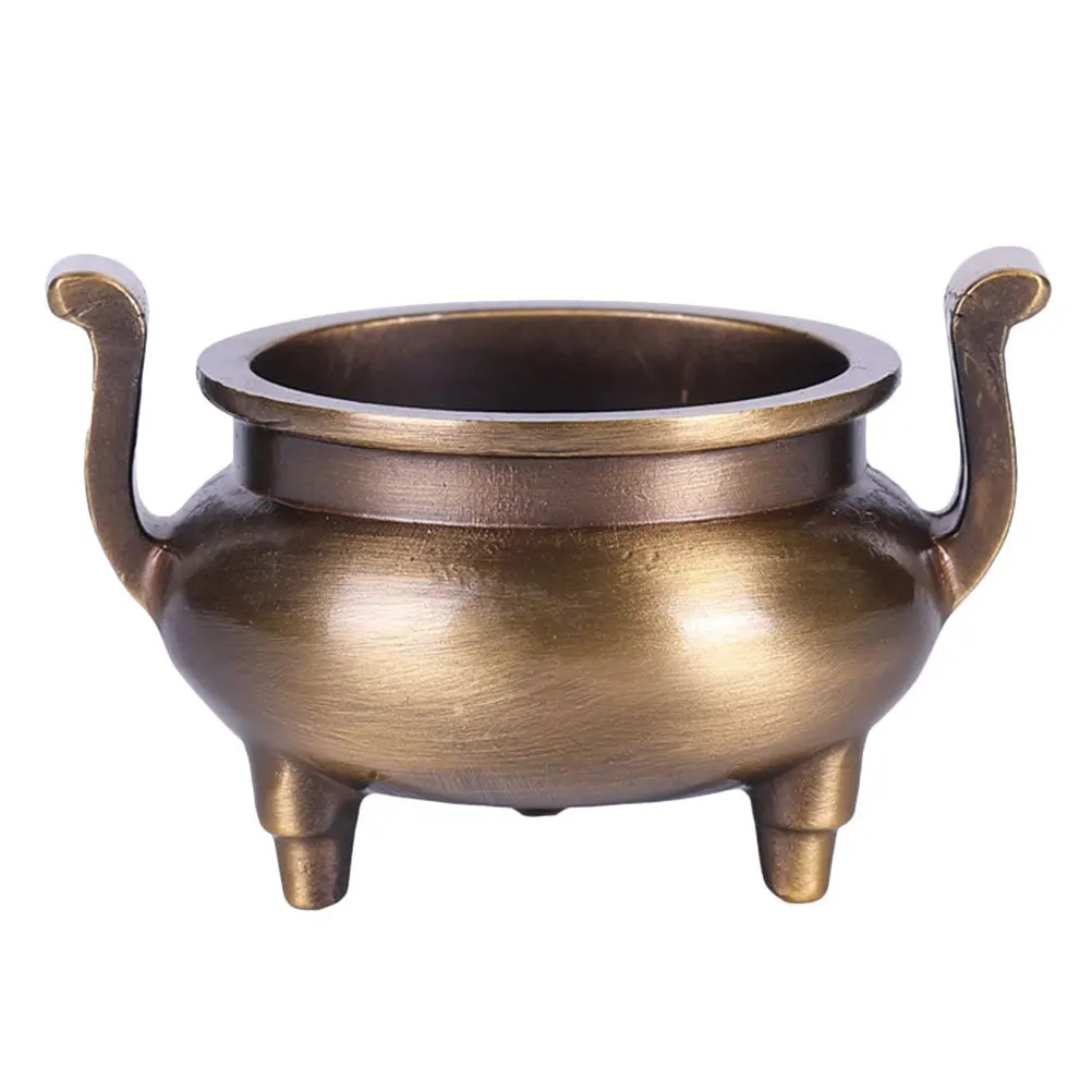 

1pc Pure Copper Incense Burner Golden Retro Style Aroma Therapy Furnace Home Decor Censer Indoor Creative Desktop
