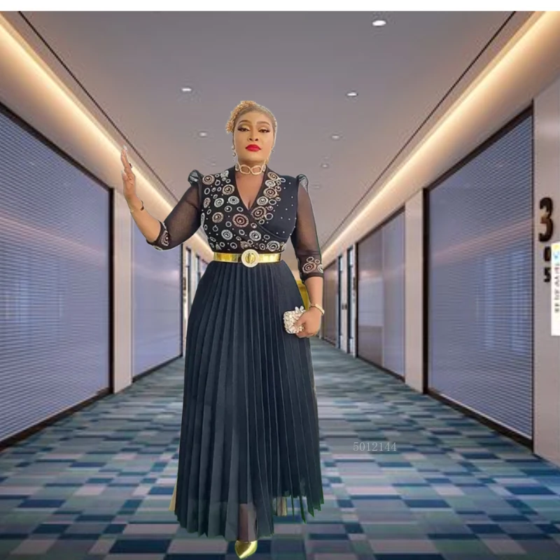 2025 New Fashion Dashiki Ankara Abito da sera da sposa Elegante Turchia Musulmano Maxi DrePlus Size Abiti da festa africani per le donne