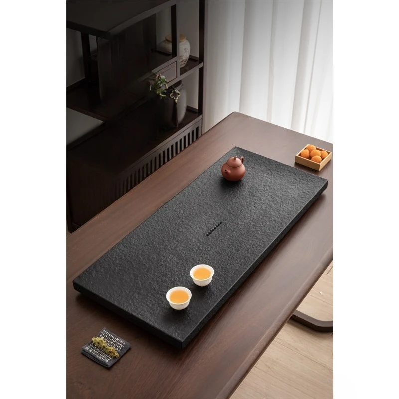 Natural Black Stone Tea Tray, Chinese Kung Fu Tea Set for Living Room Desktop, Traditional Home Tea Table Decor - view 6