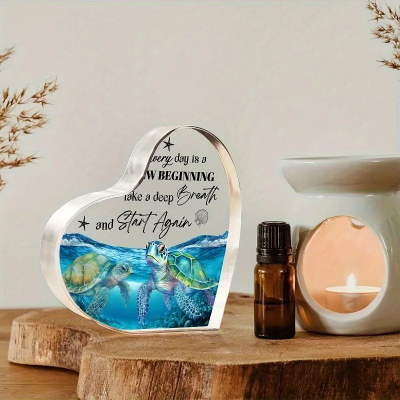 Blue Marine Life Acrylic Desktop Decoration - Perfect Birthday or Exchange Gift - Unique Turtle Design