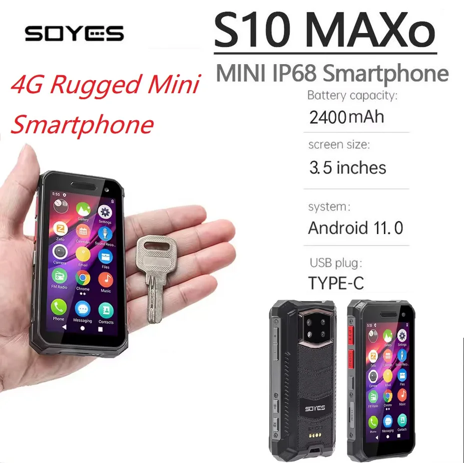 SOYES S10 MAXo 4G Wytrzymały mini smartfon Android 11 3,5 cala 8 GB + 256 GB 2400 mAh Identyfikator twarzy Odblokuj PTT Mały telefon komórkowy w promocji