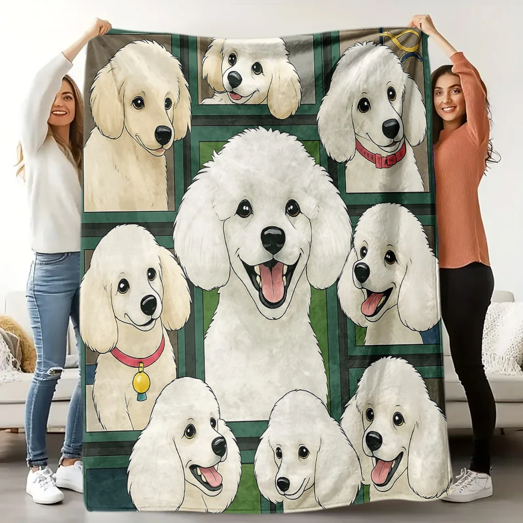 1pc Comfortable Pet Portrait Theme Flannel Blanket | Soft High-Definition Digital Print, Cooling, All-Season Use, Polyester
