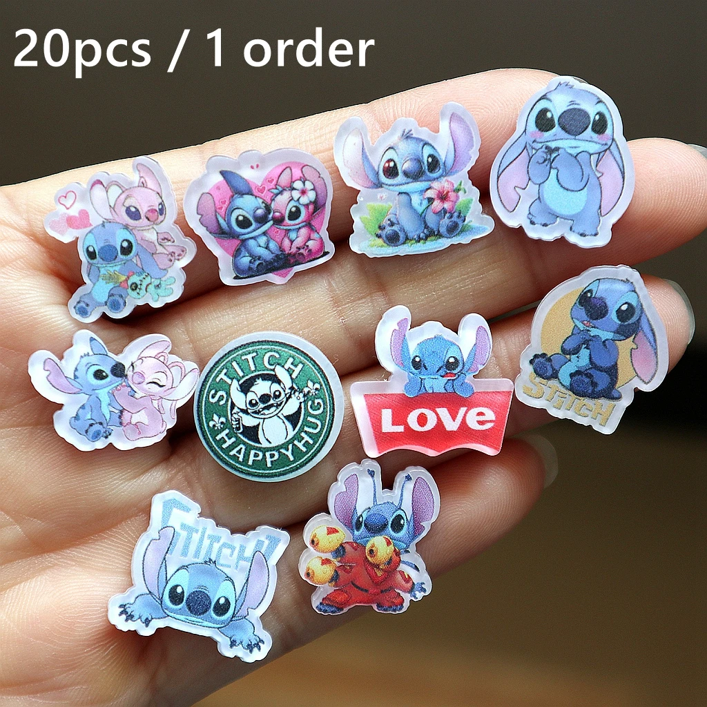 

20PCS Acrylic Cute Stitch Flat Icons - Vibrant Cartoon Trendy Flatbacks for Jewelry Making and Heartfelt Gift Embellishments