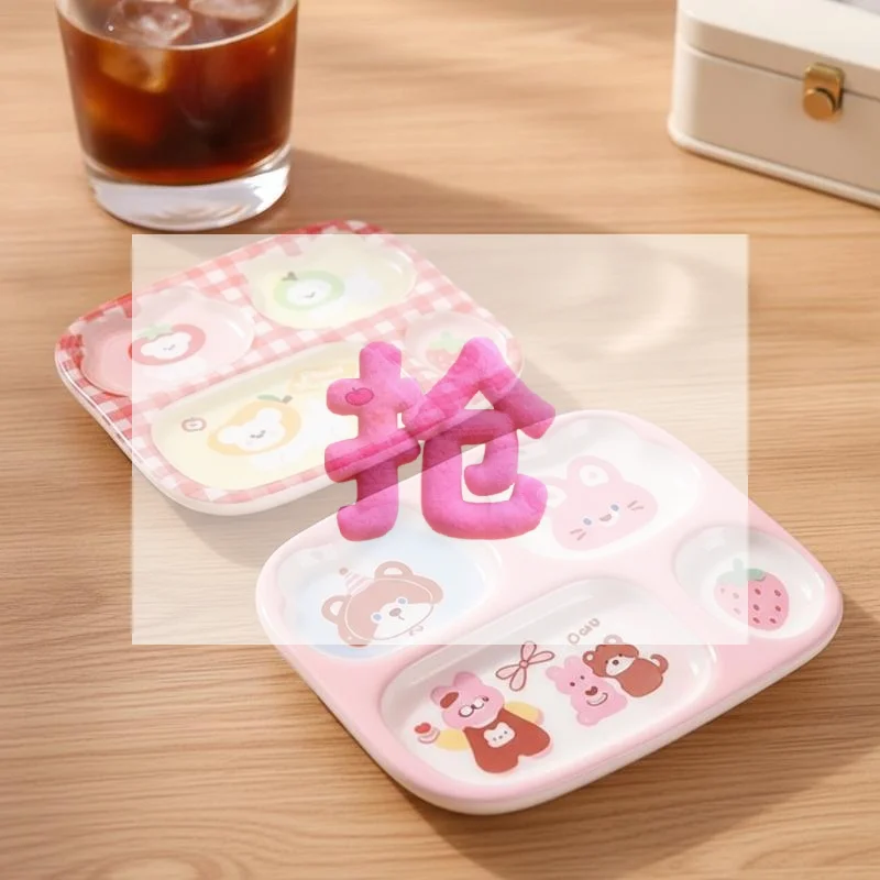 Mini Cute Resin Small Plates With Cartoon Animal Patterns For Dollhouse Decor DIY Crafts Jewelry Storage