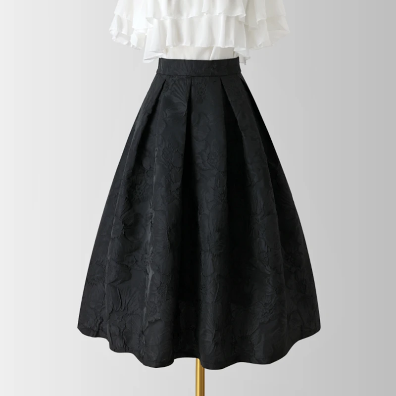 

Женская юбка-трапеция с высокой талией, пышная, средней длины, расклешенная, однотонная, для офиса, весна-осень