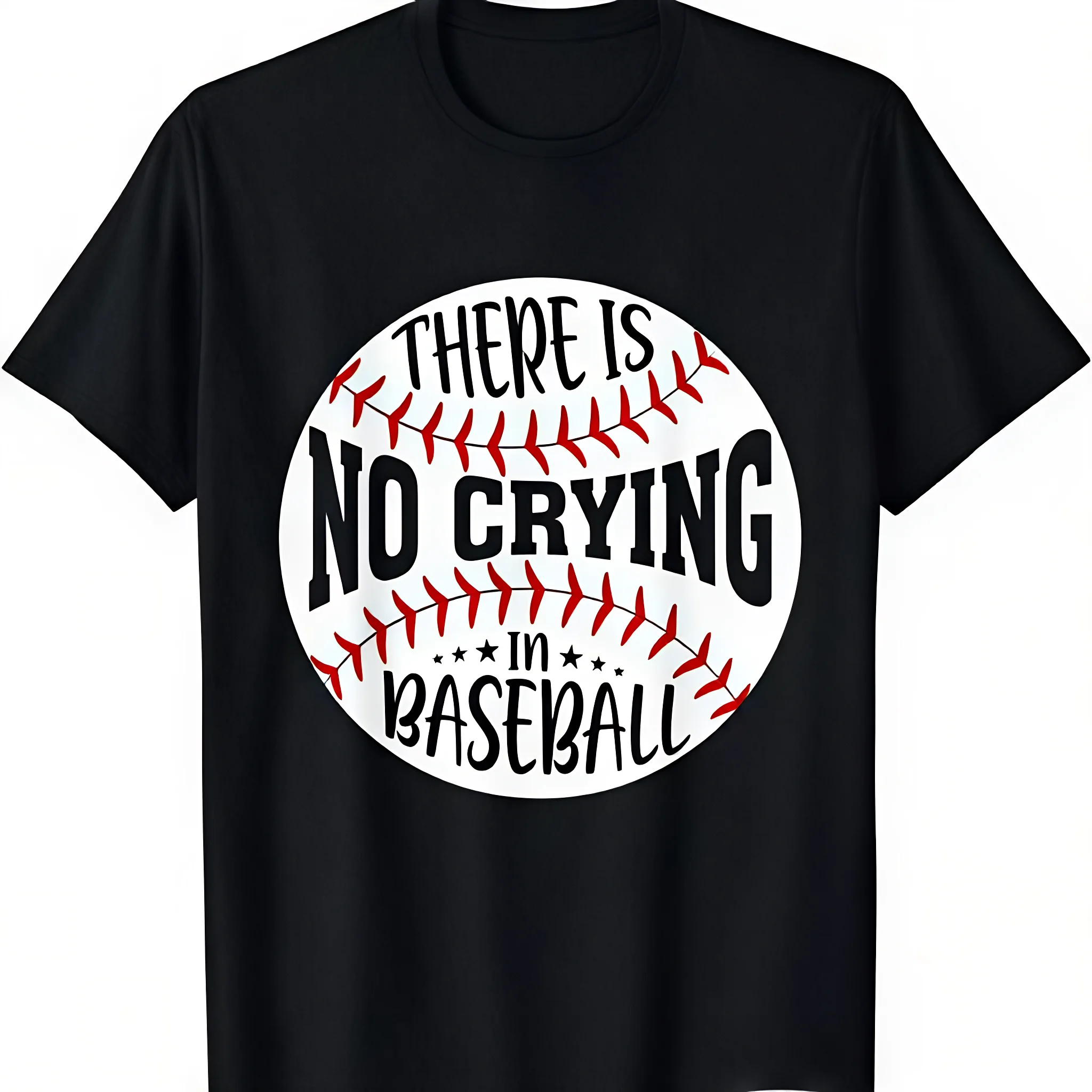 There Is No Crying In Baseball Graphic T‑Shirt, Game Day Baseball & Softball Life Tee, Casual Unisex Top, Perfect Gift For Mom, Men Women Clothing