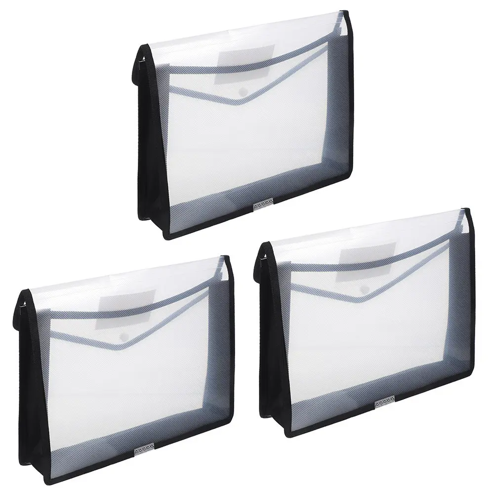 

3pcs A4 Waterproof File Wallets Transparent Document Storage Bags For Office School Business Pp Aluminum Alloy Material