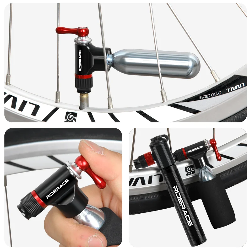 Pompka CO2 do roweru z adapterem Schrader/Presta, aluminiowa pompka do dętek rowerowych z izolowaną osłoną, mini, lekka, przenośna.