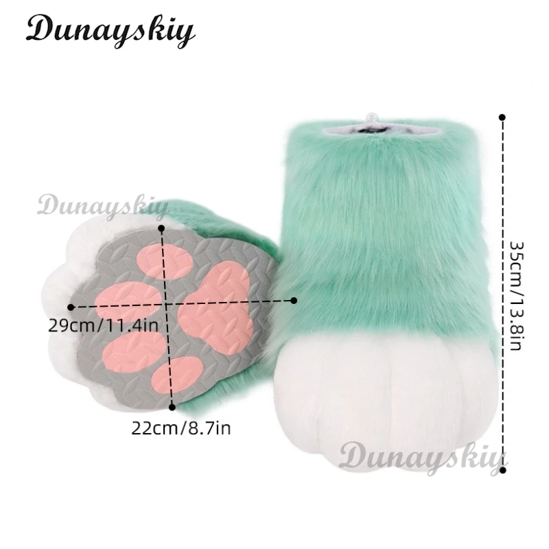 Fursuit Furry รองเท้า Paw คอสเพลย์สไตล์ญี่ปุ่นสัตว์รองเท้านิทรรศการศิลปะรอง Furry รองเท้าคอสเพลย์กลางแจ้งฮาโลวีน