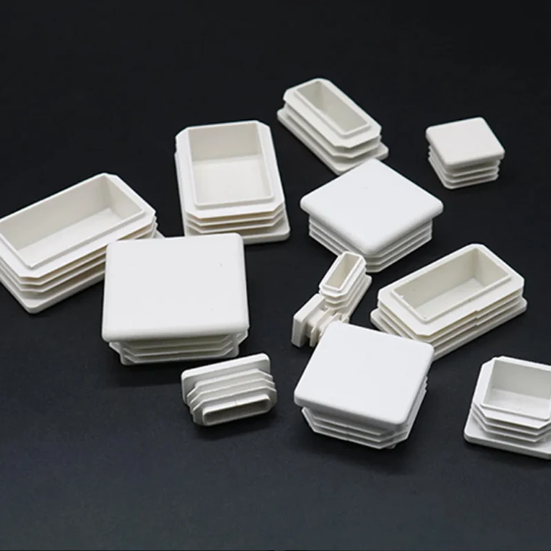 Square Plastic White Blanking End Caps Furniture Leg Tube Pipe Inserts Plugs Bung Decorative Dust Cover