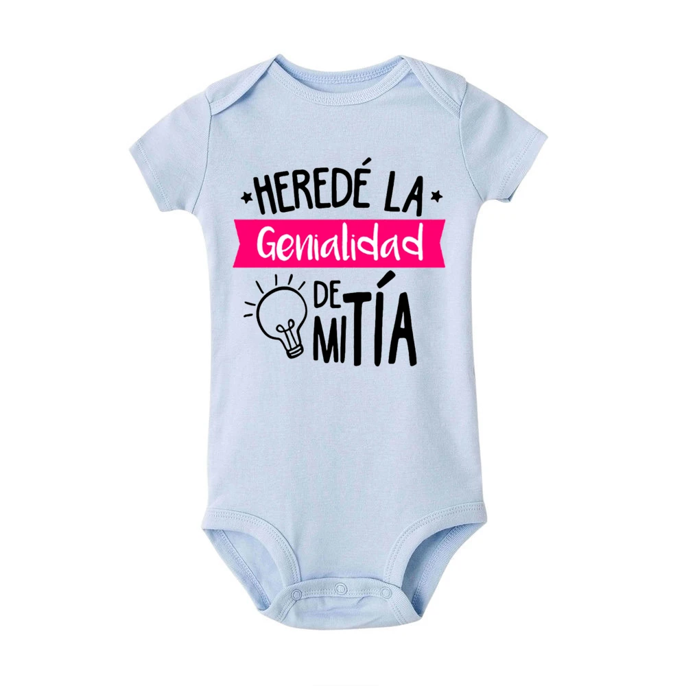 I Inherited The Genius of My Aunt Printed Newborn Bodysuit Funny Baby Romper Infant Short Sleeve Jumpsuit Toddler Summer Clothes