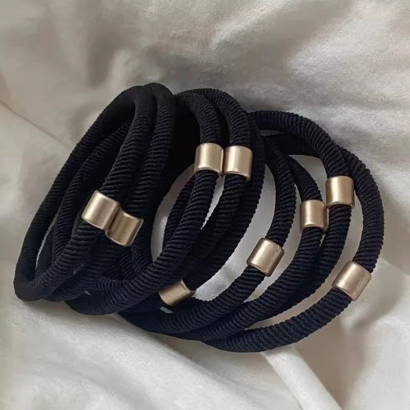 10pcs Rhinestone Hair Ties High Elasticity Black Hair Rope Women Scrunchies Hair Accessories For Ladies Girls Party Hair Jewelry