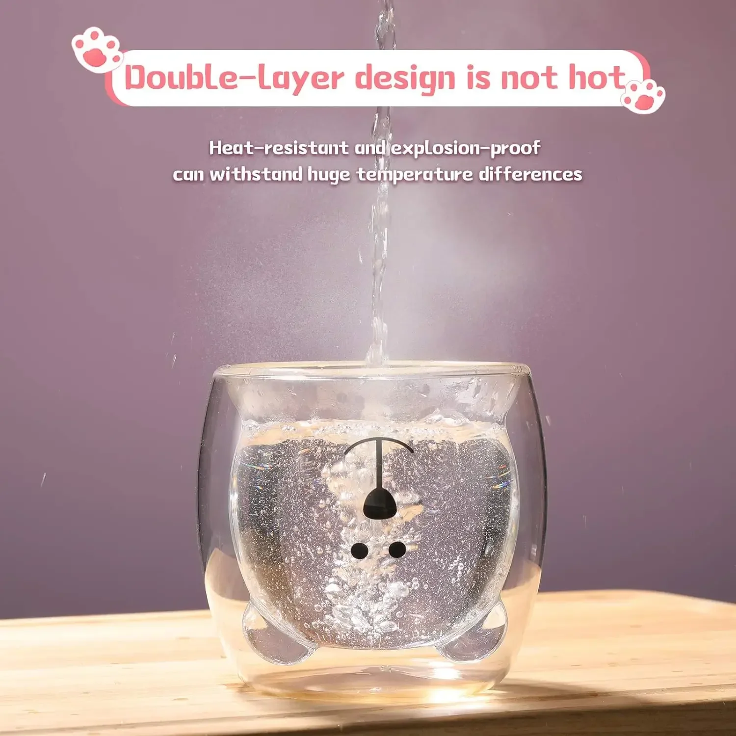 Tasse à café Double couche ours mignon créatif, tasse en verre Double Carton Animal verre à lait dame mignon chat canard chien cadeau de noël