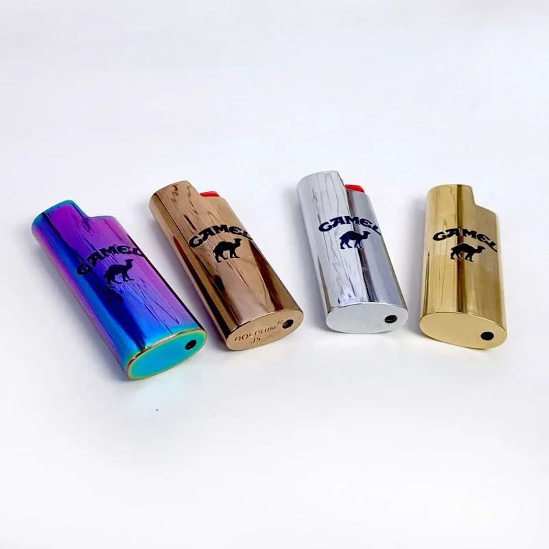 Color Plating J5 Lighter Case Metal Armor J5 Bic Lighters Case Ice Mirror Body Protection J5 6mm Lighter Cover Shell