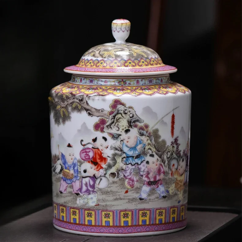

Эмалированная чайная канистра Цзиндэчжэнь, чайник, белая банка, керамическая прямая трубка, маленький горшок, горшок ручной работы с крышкой