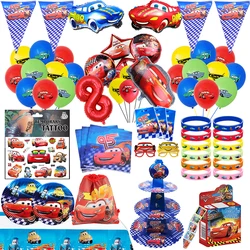 Disney Lightning McQueen Pixar Cars Birthday Party Decorations Tableware Balloons Cake Stand Bracelet Kids Baby Shower Toy Gifts