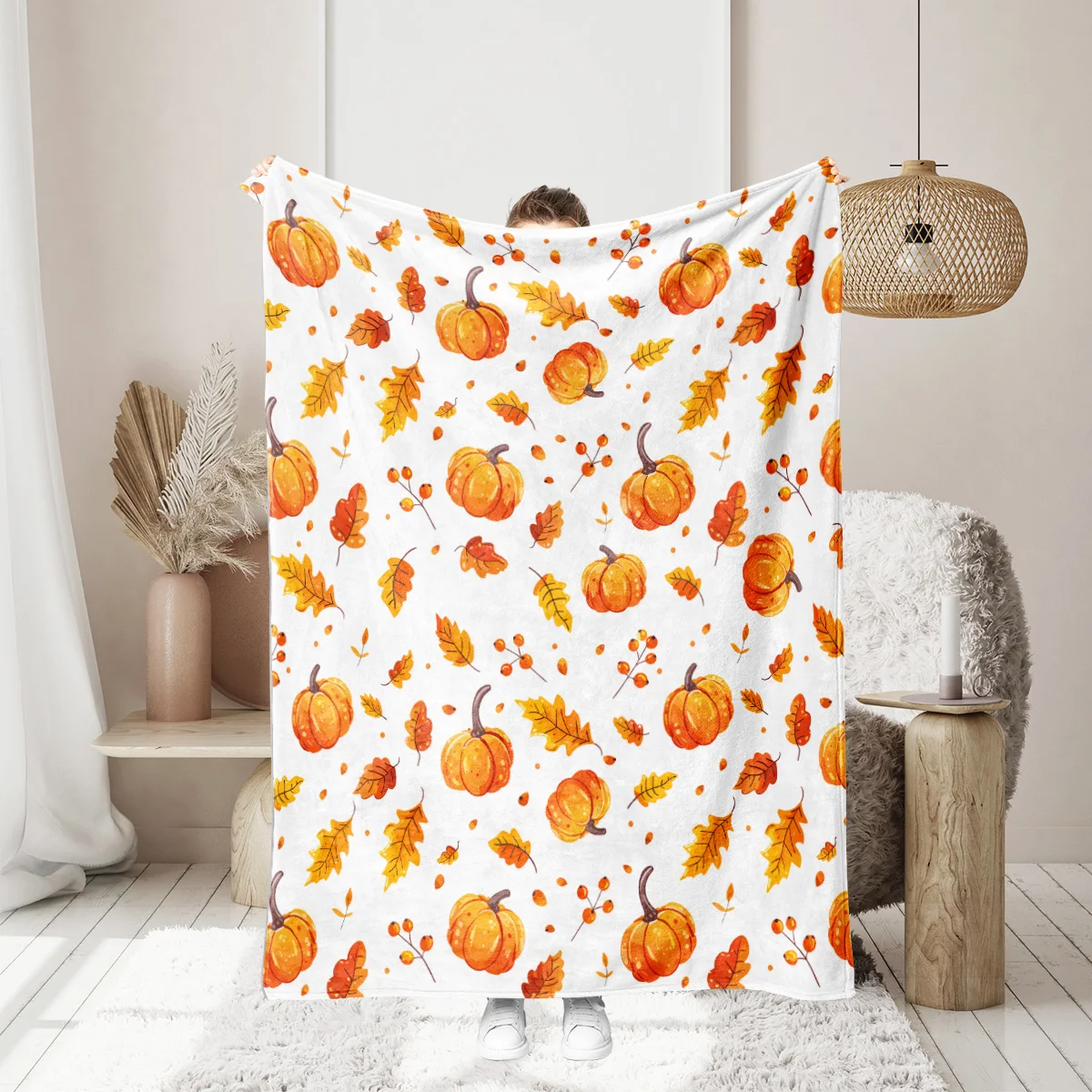 Coperta di flanella serie zucca di Halloween, coperta per pisolino per divano letto da viaggio decorazioni per la casa dell\'ufficio, coperta regalo