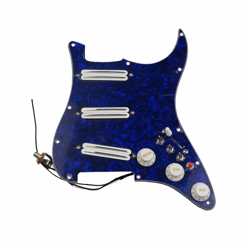 

Blue Pearl Pickguard White Pickup Dual Hot Rail Humbucker Pickup Versatility Pre-wired Pickguard