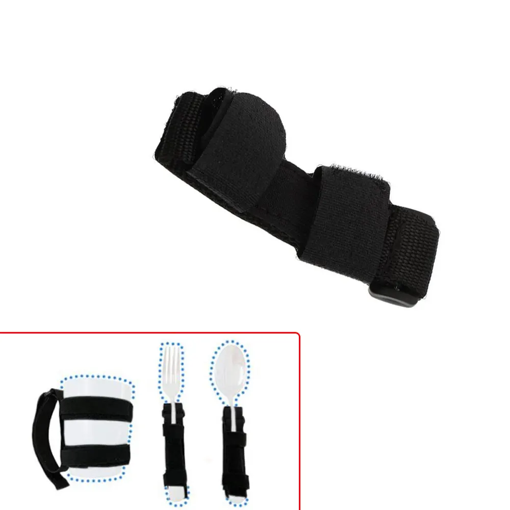 

Aid Utensil Cuff Holder Strap Elastic Eating Assistance Cuff Spoons Forks Knife Fixing Nylon Band for Patients Elderly Disabled