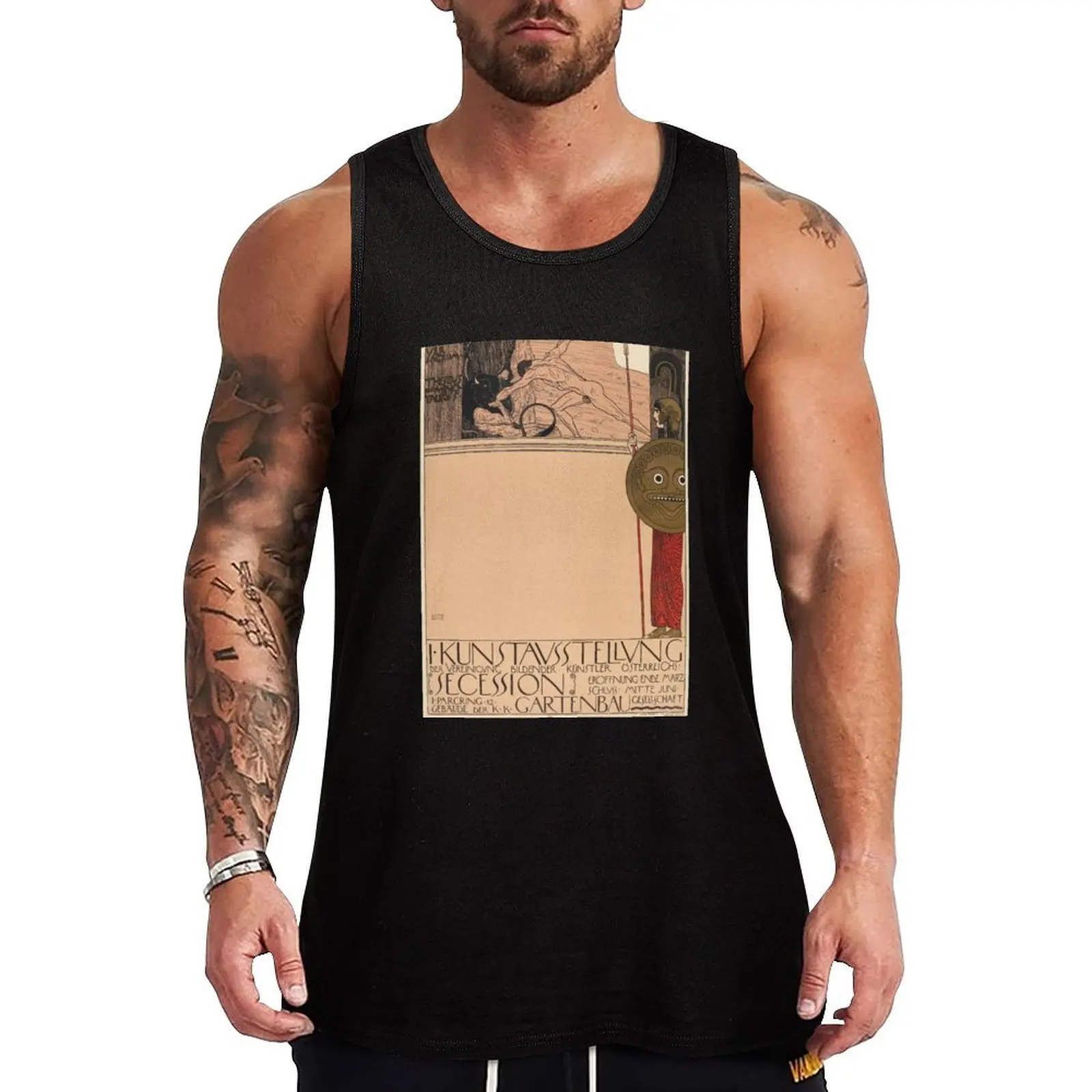 

Gustav Klimt Austrian painter Plakat der 1. Ausstellung der Secession (1898) Tank Top T-shirt sports t-shirts for men vest men