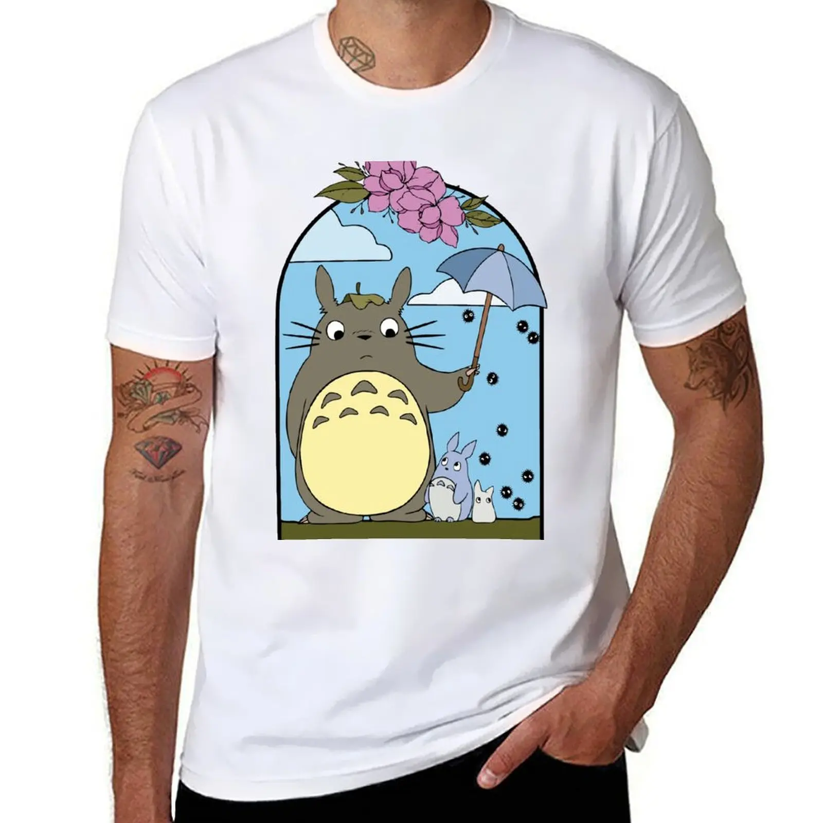 

Anime Character With Friends And Flowers T-Shirt man graphic t shirt cotton t shirt pack T-Shirt