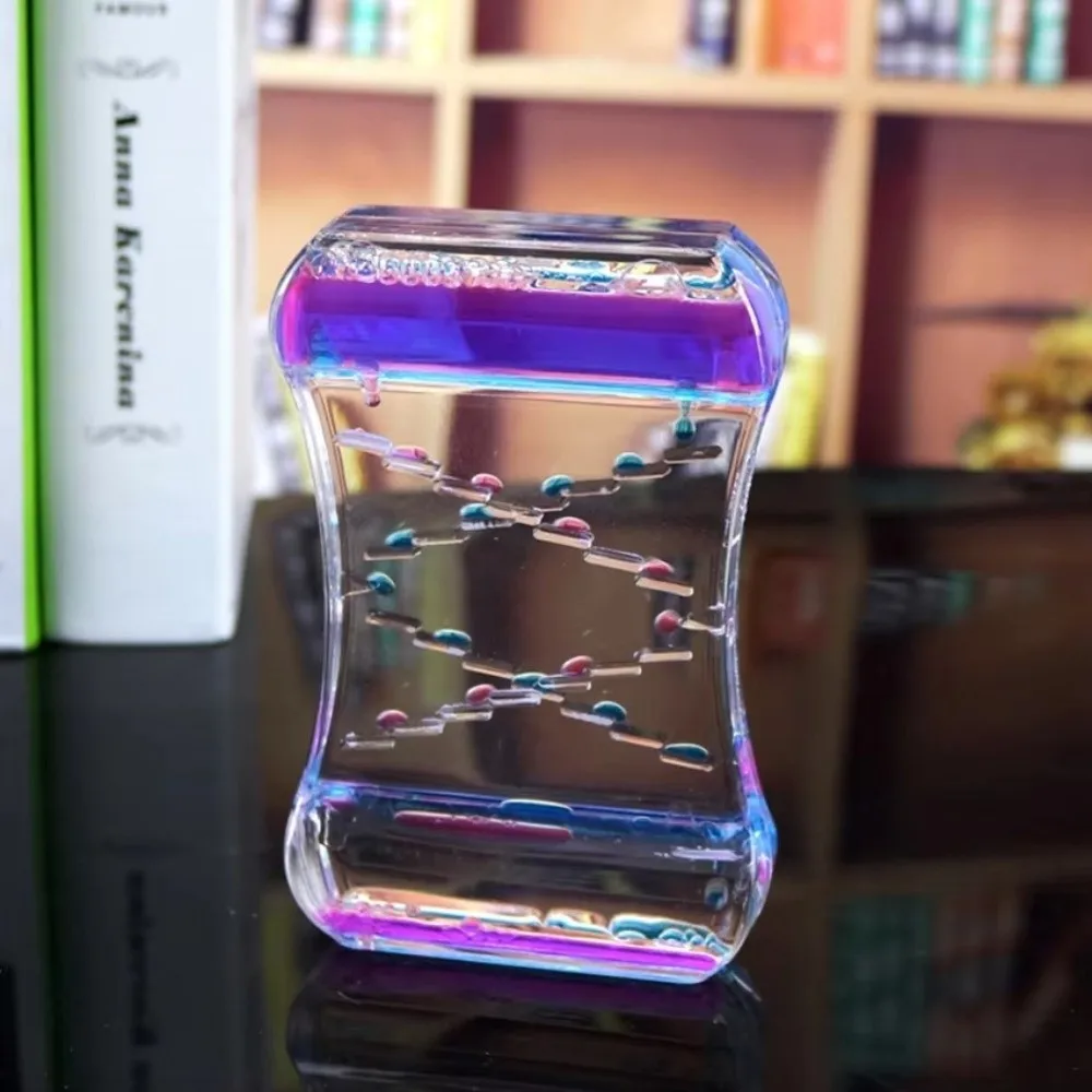 Mixed Color Liquid Motion Bubbler Leakproof Construction Spiral Timer Movement Hourglass Timer Oil Drop Design Sensory Fidget