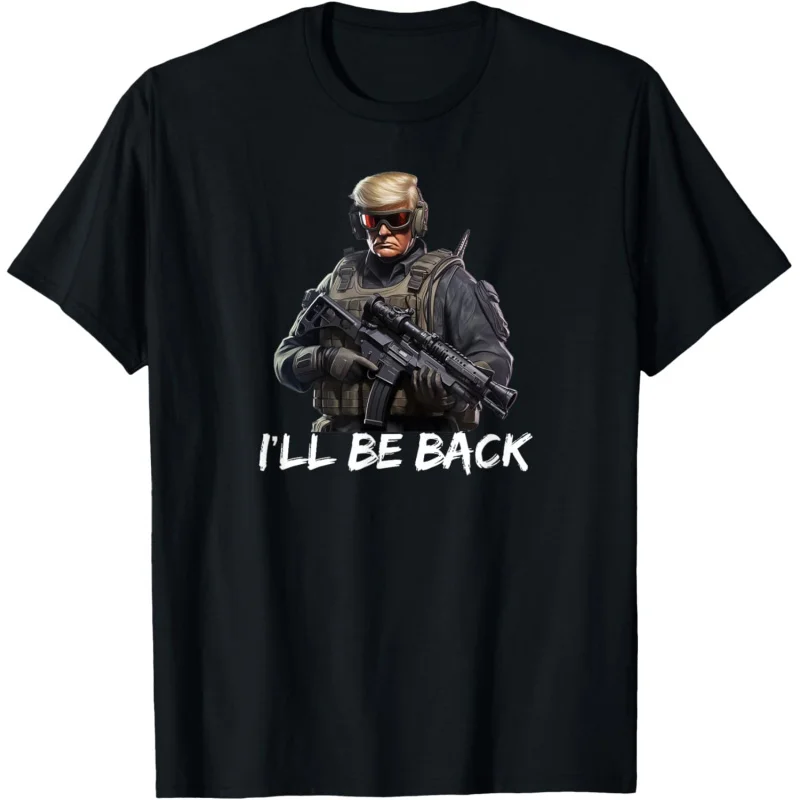 

2024 I'll Be Back Funny Donald Trump Campaign Rally Tactical T-Shirt