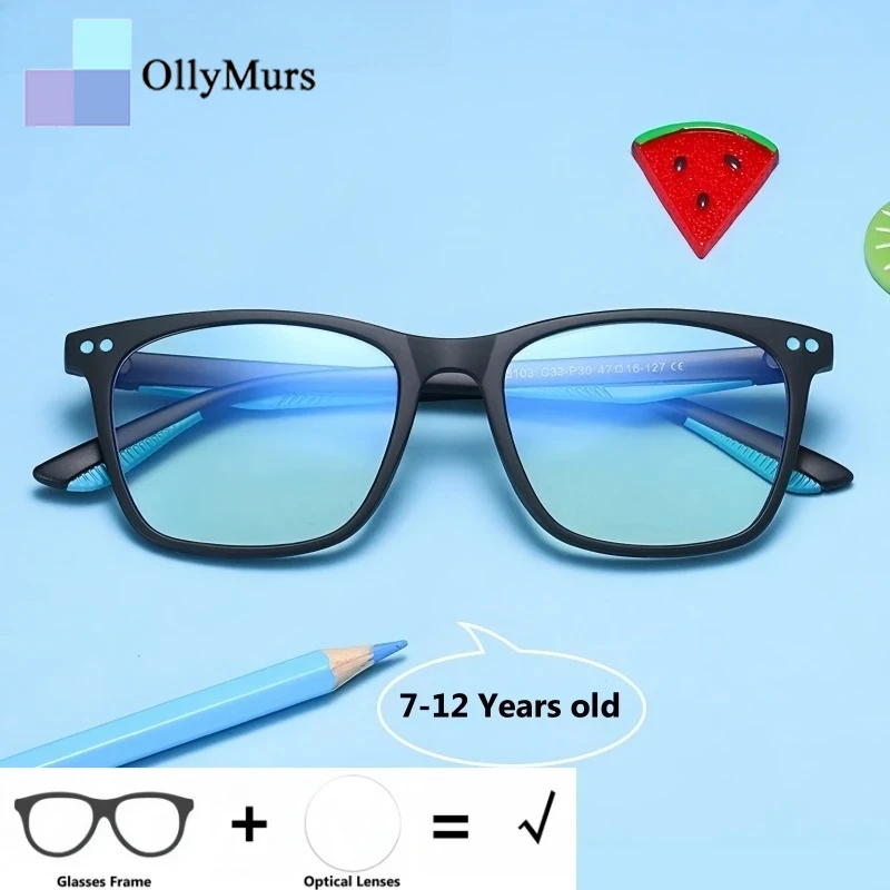 

OLLYMURS Optical Prescription Children Glasses Fashion Retro Square Anti-reflective Anti-scratch Myopia Hyperopia Kids Eyewear