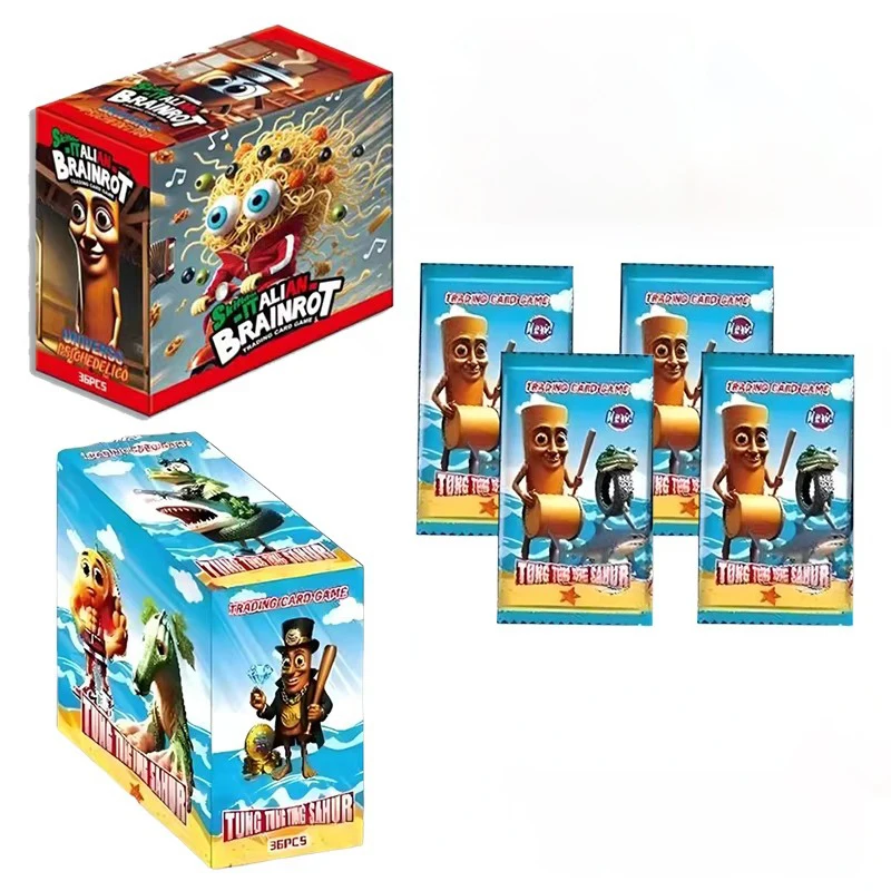 Tung Tung Tung Blind Box Card Italian Brainrot Collection Cards Battle Board Game Toys Tralalelo Tralala Shark Brr Brr Patapim