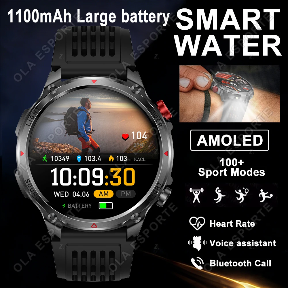 

Новые смарт-часы 2026 года военного класса, водонепроницаемость 10ATM, двухдиапазонный компас, AMOLED-экран 1,7 дюйма, множество спортивных режимов, для мужчин, R30Max