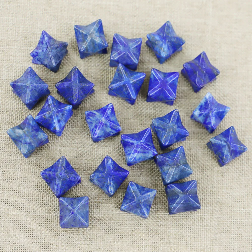 20MM Natural Stone Lapis Lazuli Melcaba Hexagonal Star Ornament Energy Healing Raw Mineral Sample Home Decoration Wholesale12Pcs