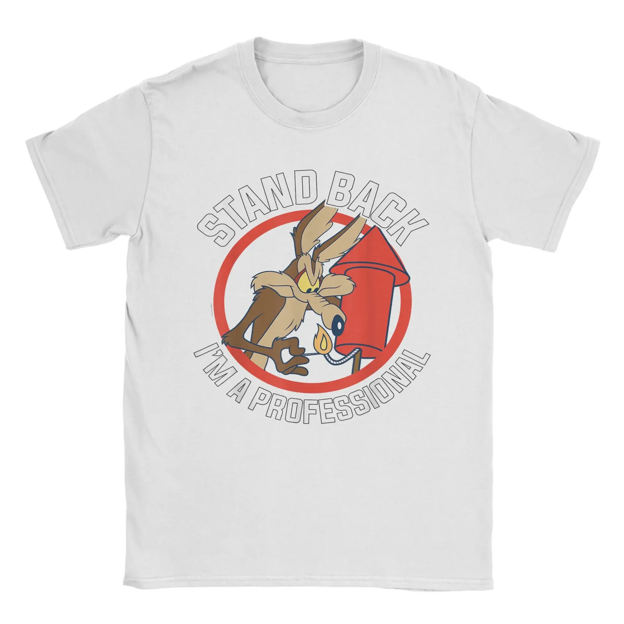 Wile E. Coyotes Stand Back I'm A Professional T-Shirt for Men  Vintage Pure Cotton Tee Shirt O Neck T Shirts New Arrival Tops - view 5