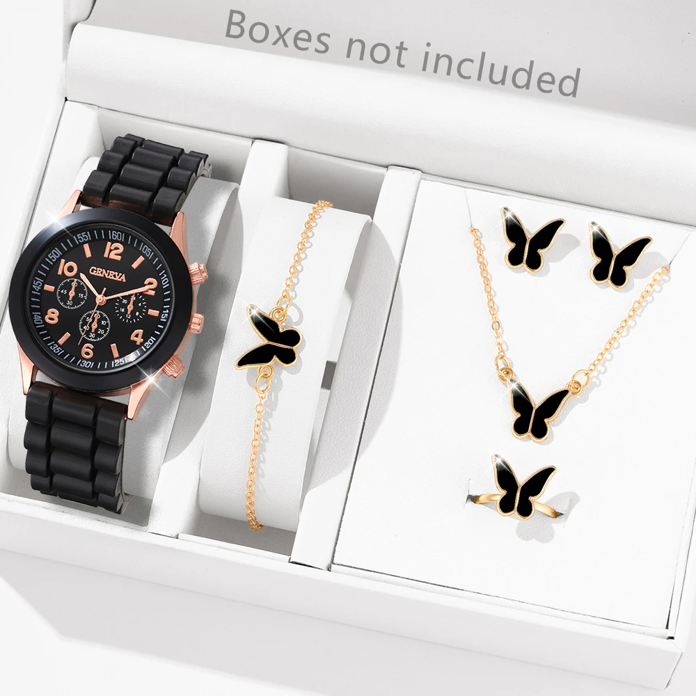 1PCS Black Simple Luxury Silicone Strap Watch Casual Fashion Quartz Watch is the perfect gift for her (no box)