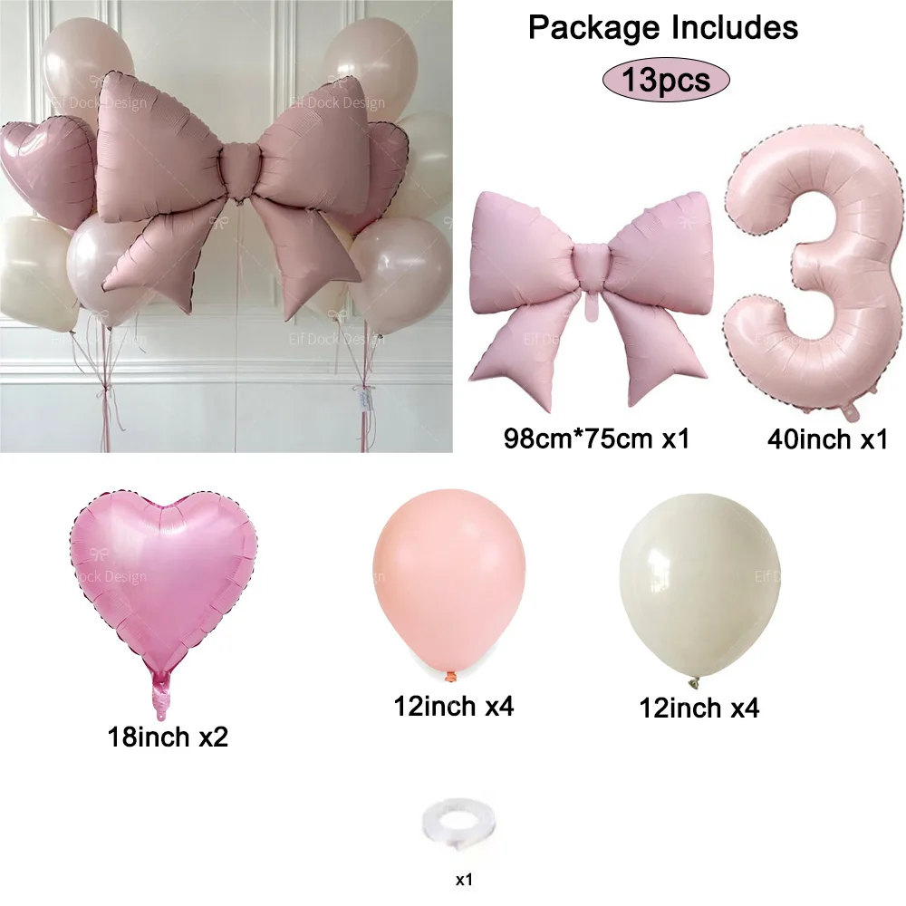 1 مجموعة الوردي القوس القلب بالونات الوردي الفضة عدد 1-9 احباط بالون للفتيات حفلة عيد ميلاد الزفاف المشاركة هدايا المناسبات