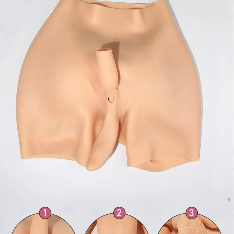 Men's Silicone False Vagina Pants Sexy Buttocks 2cm Shemale Cosplay Crossdresser Drag Queen Hip Enhancer Pant 6 Colors