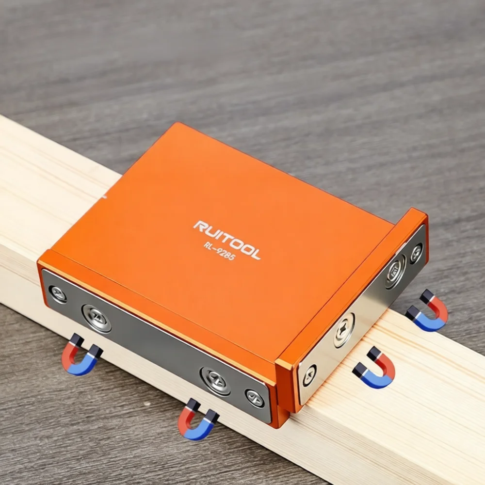 Image of Holzbearbeitungs-Schneidführungswerkzeug Aluminiumlegierung Magnetschiene 90-Grad-Winkelhilfe Handsägenzubehör Orange