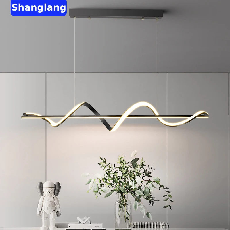 Modern Led Pendant Lights Chandelier For Living Room Gold Wave Lamp Dinning Room Bedroom Kitchen Hanging Pendant Lamp