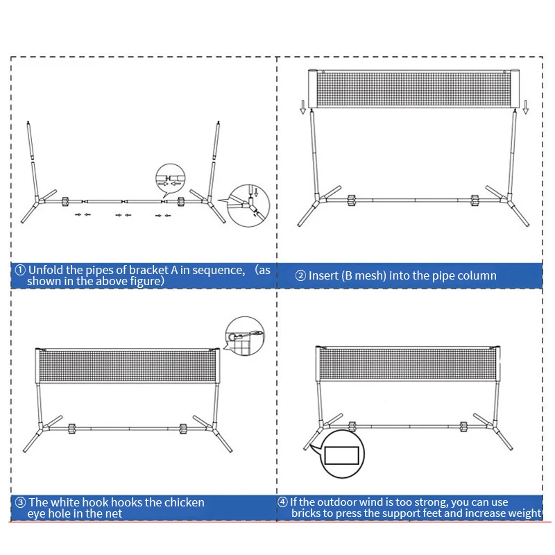 1pc 3.1m 4.1m 5.1m 6.1m Badminton net frame portable standard folding portable outdoor home outdoor simple frame doubles