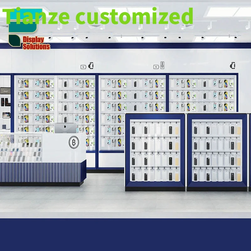 Customized-Shopping Mall Wooden Mobile Phone Repair Shop Furniture Showcase Cell Phone Shop Interior Design