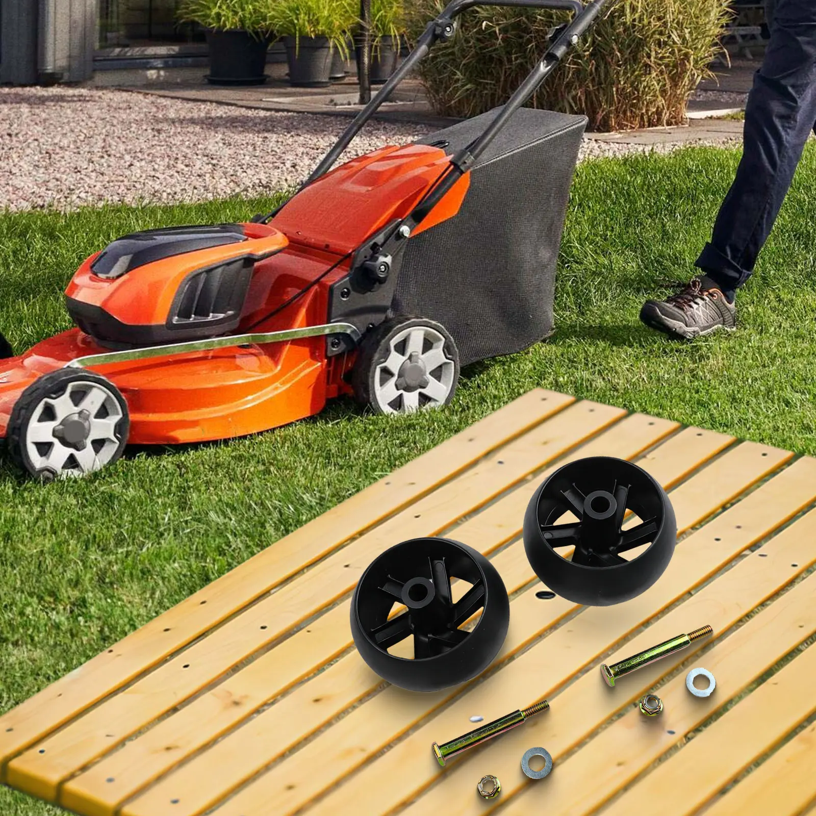 Replacement Deck Wheels and Hardware Kit 2 Pack Compatible with For 589527301 596434404 532174873 for Lawn Equipment