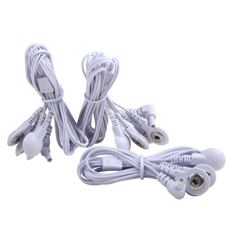 2.35mm 2/4way Safety Elbow Electrode Wires for Digital TENS Massager Connecting Cables Compatible with Electrode Pads
