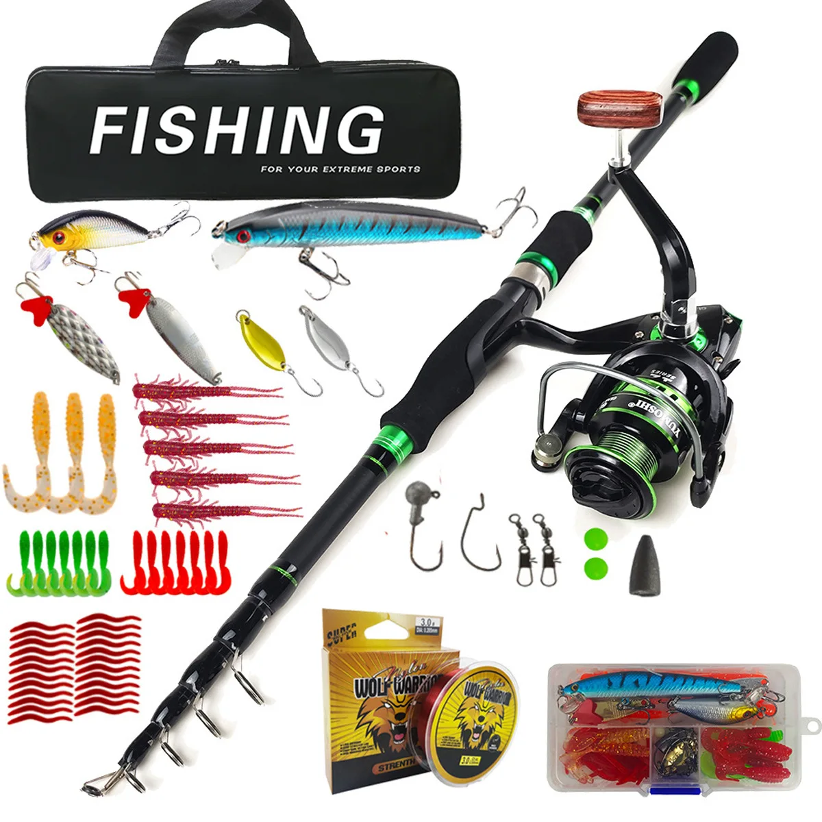 

Портативный телескопический набор для рыбалки: удилище и катушка Luya с сумкой для хранения для путешествий, морской, озерной и речной рыбалки