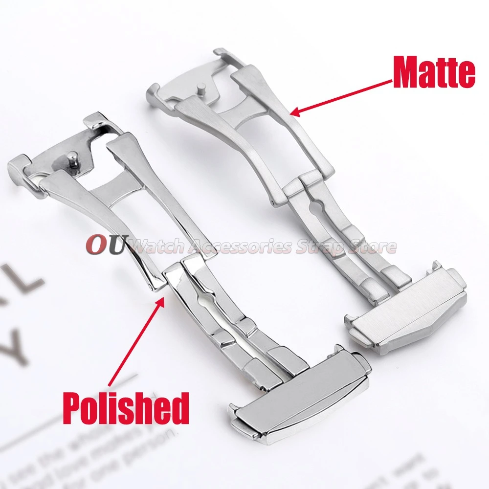 Polished/Matte Stainless Steel Deployment Clasps 18mm 20mm for Omega Folding Watch Buckle Strap Button for Seamaster Speedmaster