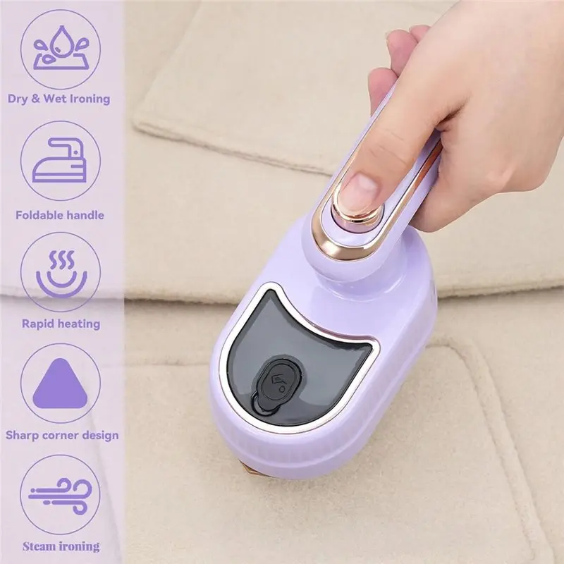 B64B-Garment Steamer Handheld Iron, Portable Mini Iron For Clothes, Travel Size Supports Dry And Wet Ironing At For Home