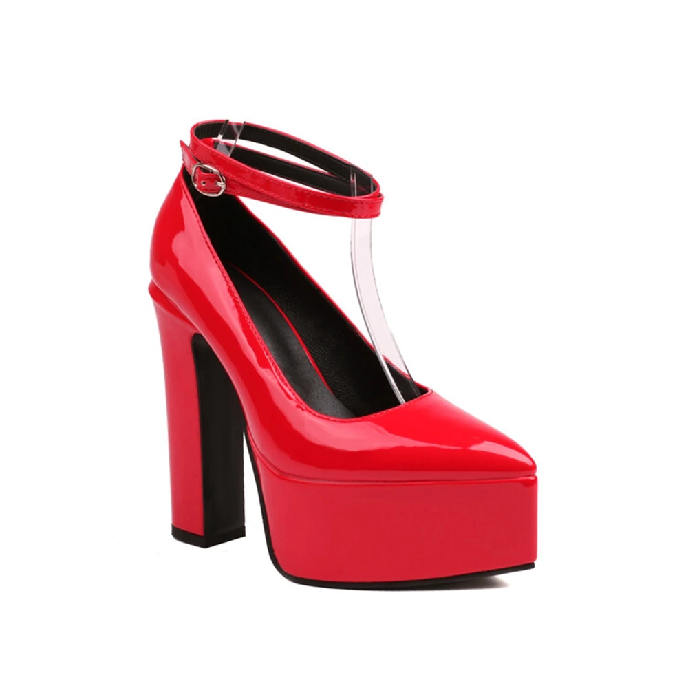 

Женская обувь с острым носком и пряжкой на щиколотке, пикантные черные туфли на очень высоком каблуке для вечеринки, свадьбы, невесты, на платформе, большой размер 47 48 A1-37