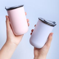 Portable Stainless Steel Thermal Casual Coffee Cup Anti Slip Vacuum Heat Insulated Travel Mug with Lid Tea Coffee Milk Water Cup