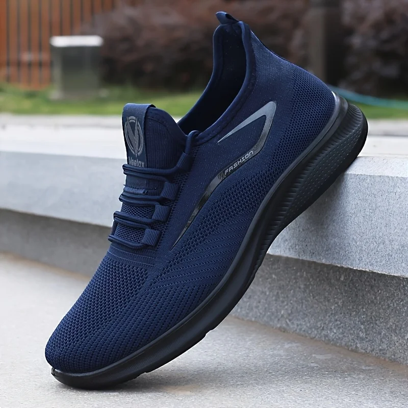 Breathab Lightweight Men's Knit Sneakers Slip Resistant Training For Running Basketball Black White Sports Shoes PU_vogvips.com