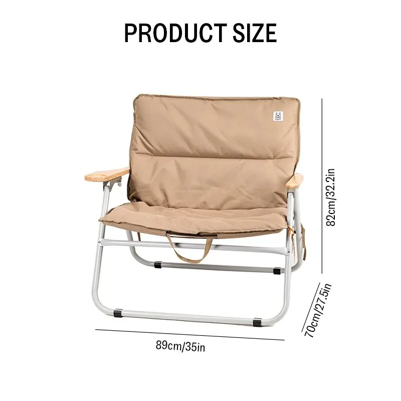 GERC Outdoor Camping Portable Folding Chair Aluminum Alloy Picnic Fishing Leisure Chair Double Sofa Chair